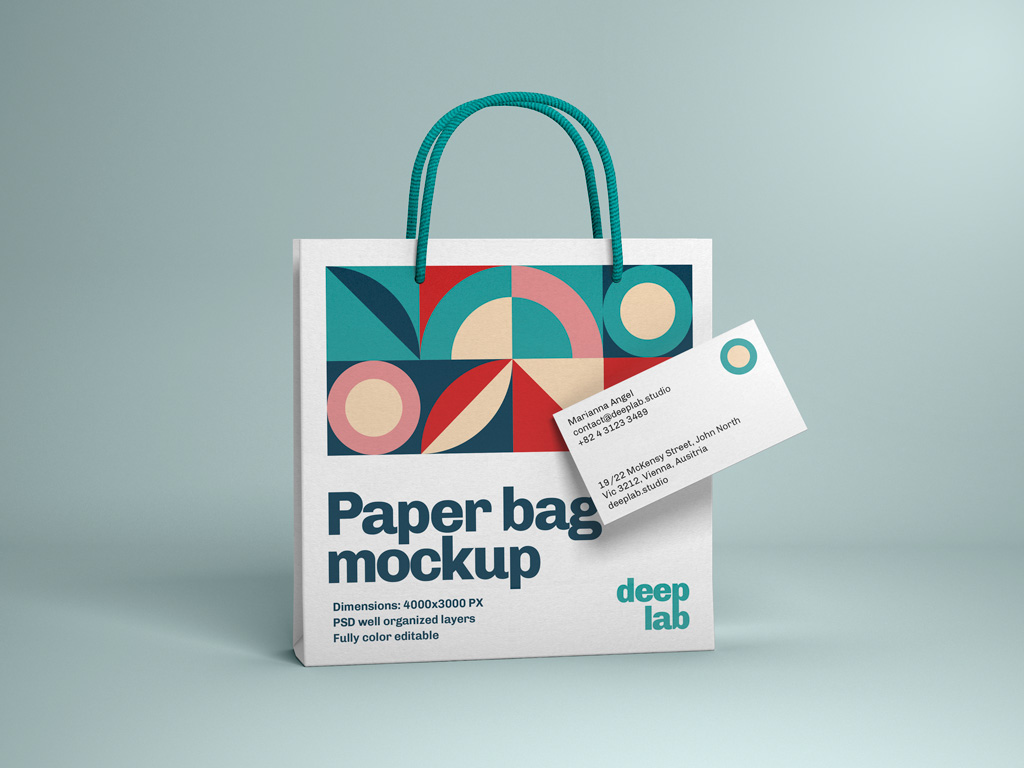 paper bag mockup with label