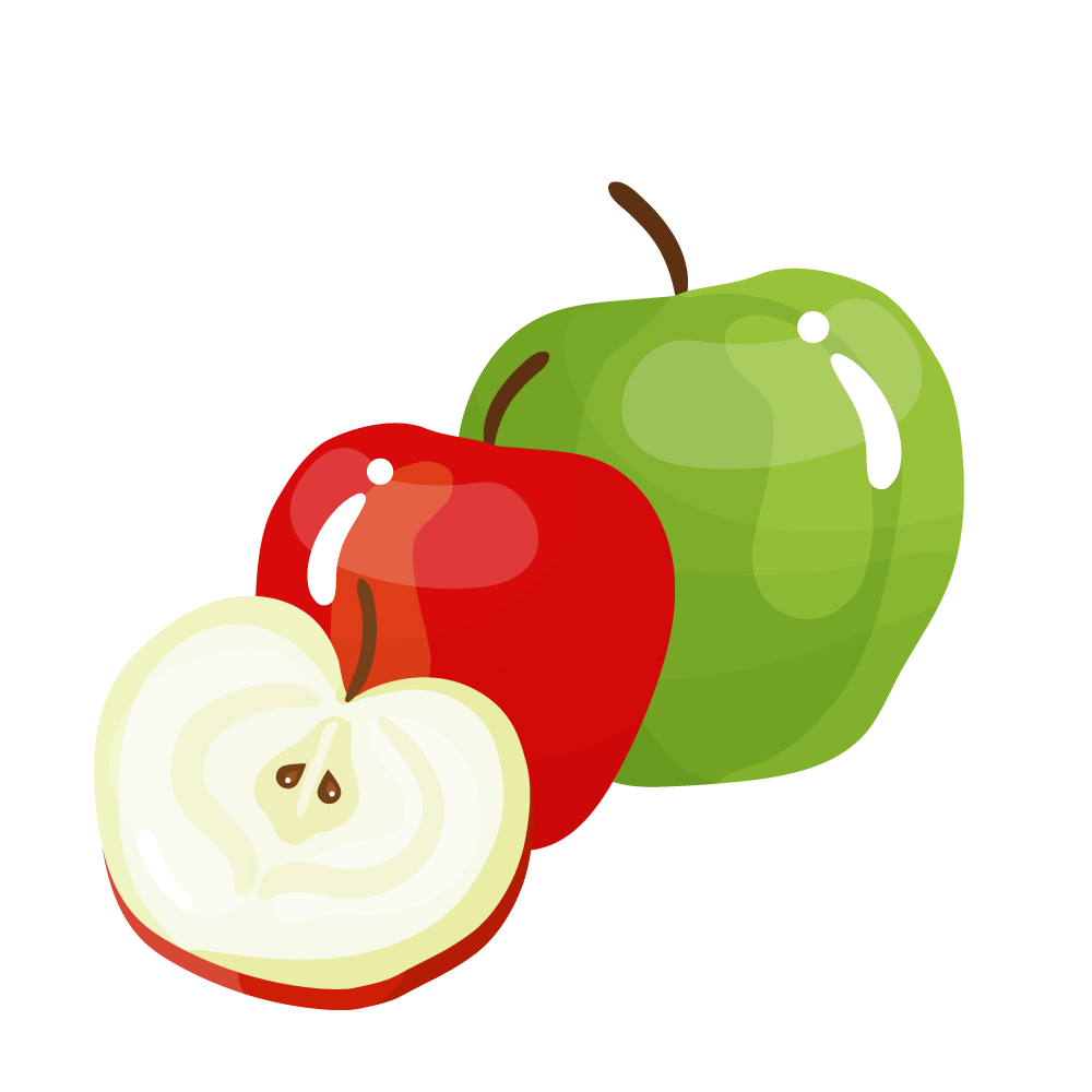 dibujo Manzana roja y verde