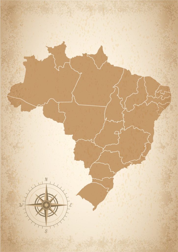 Mapa de Brasil antiguo sin nombres
