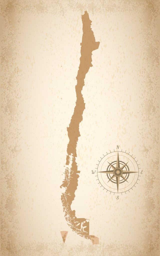 Mapa de Chile Vintage con brújula
