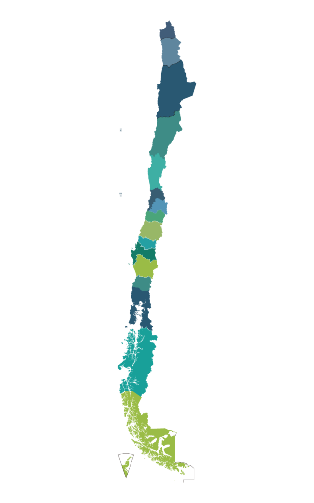 Mapa de Chile y regiones para niños