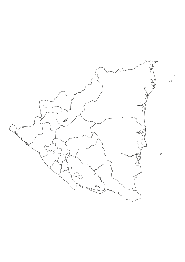 Nicaragua mapa mudo para pintar