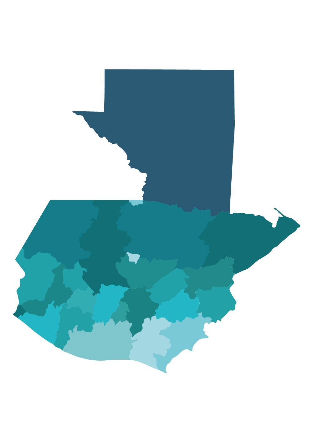 Mapa Guatemala en color azul para niños
