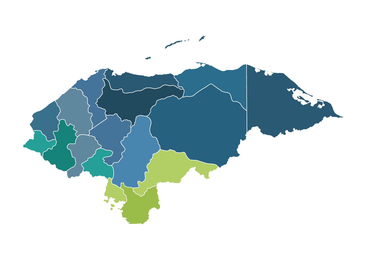 Mapa de Honduras y Departamentos