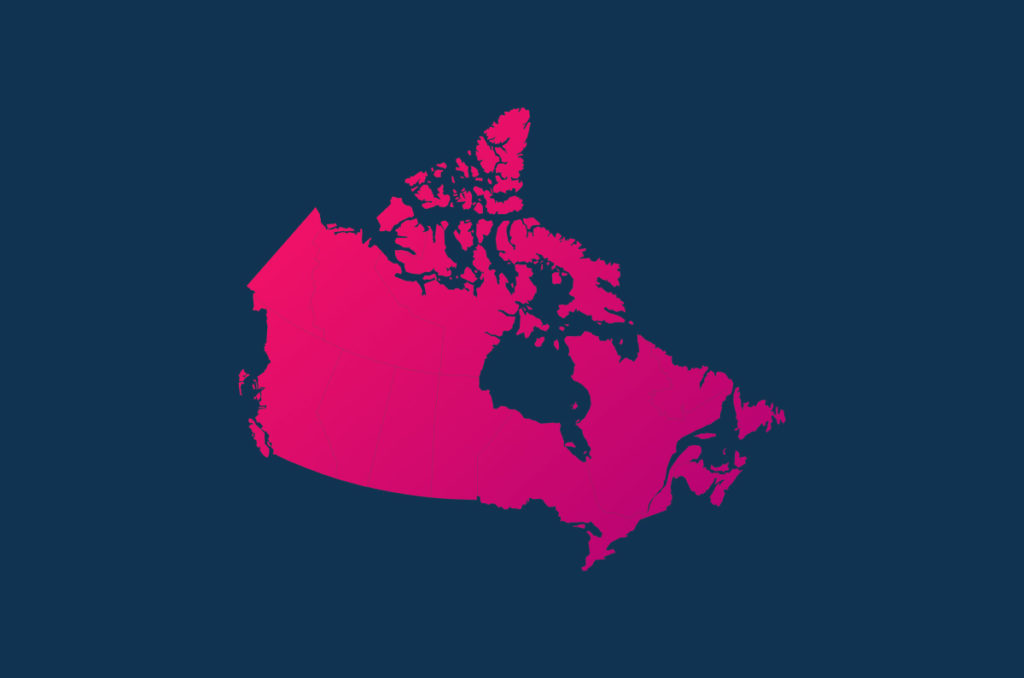 Mapa de Canadá color degradado