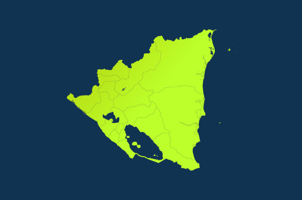 Mapa de Nicaragua en color degradado