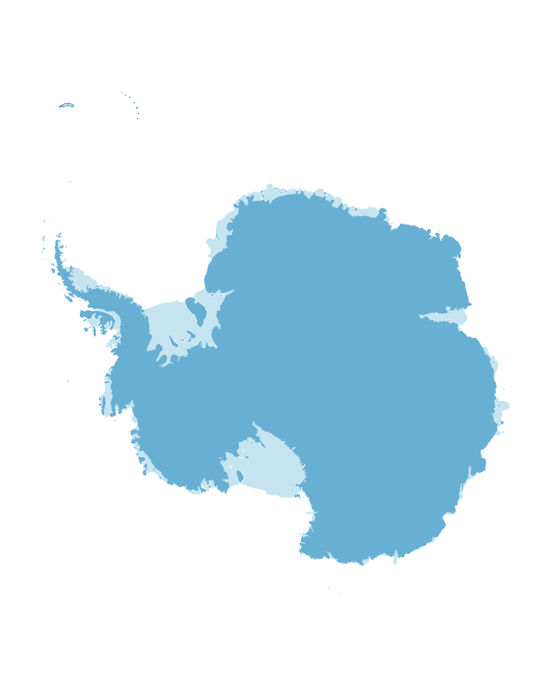 Mapa de la Antártida en color azul
