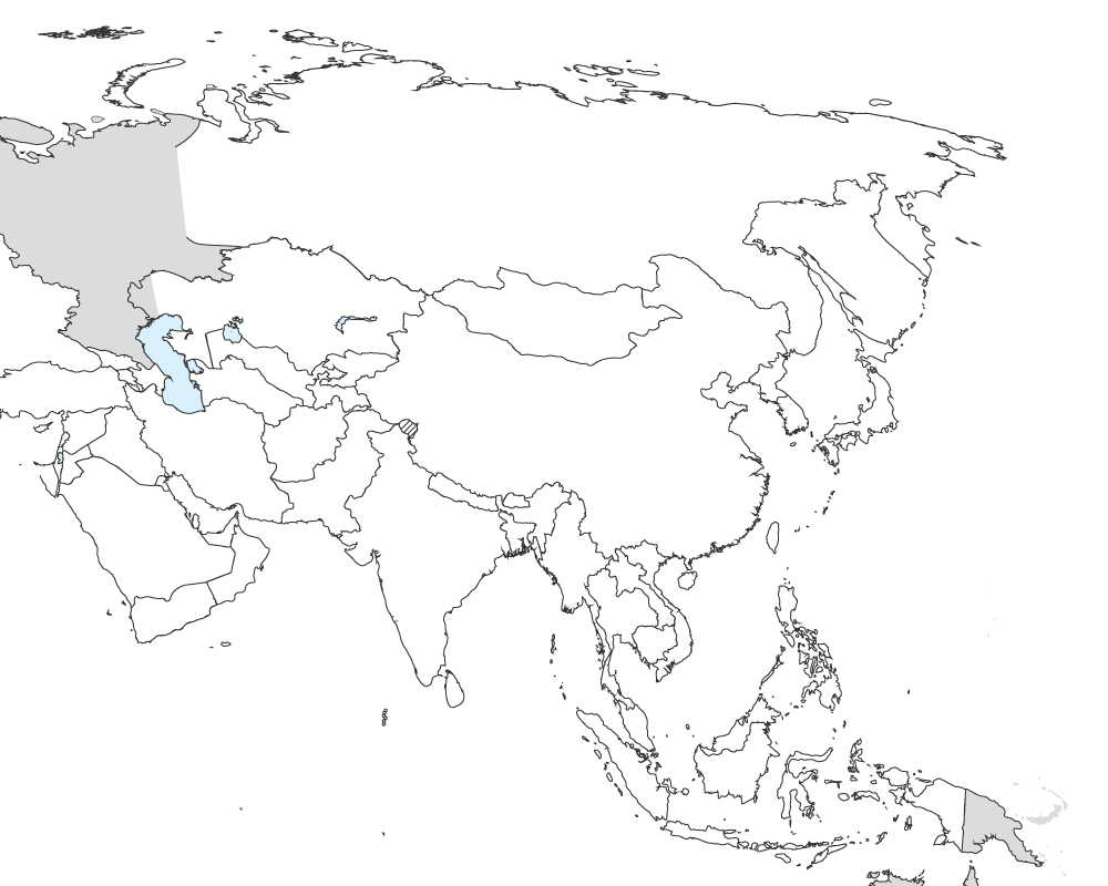 Mapa mudo del continente asiático