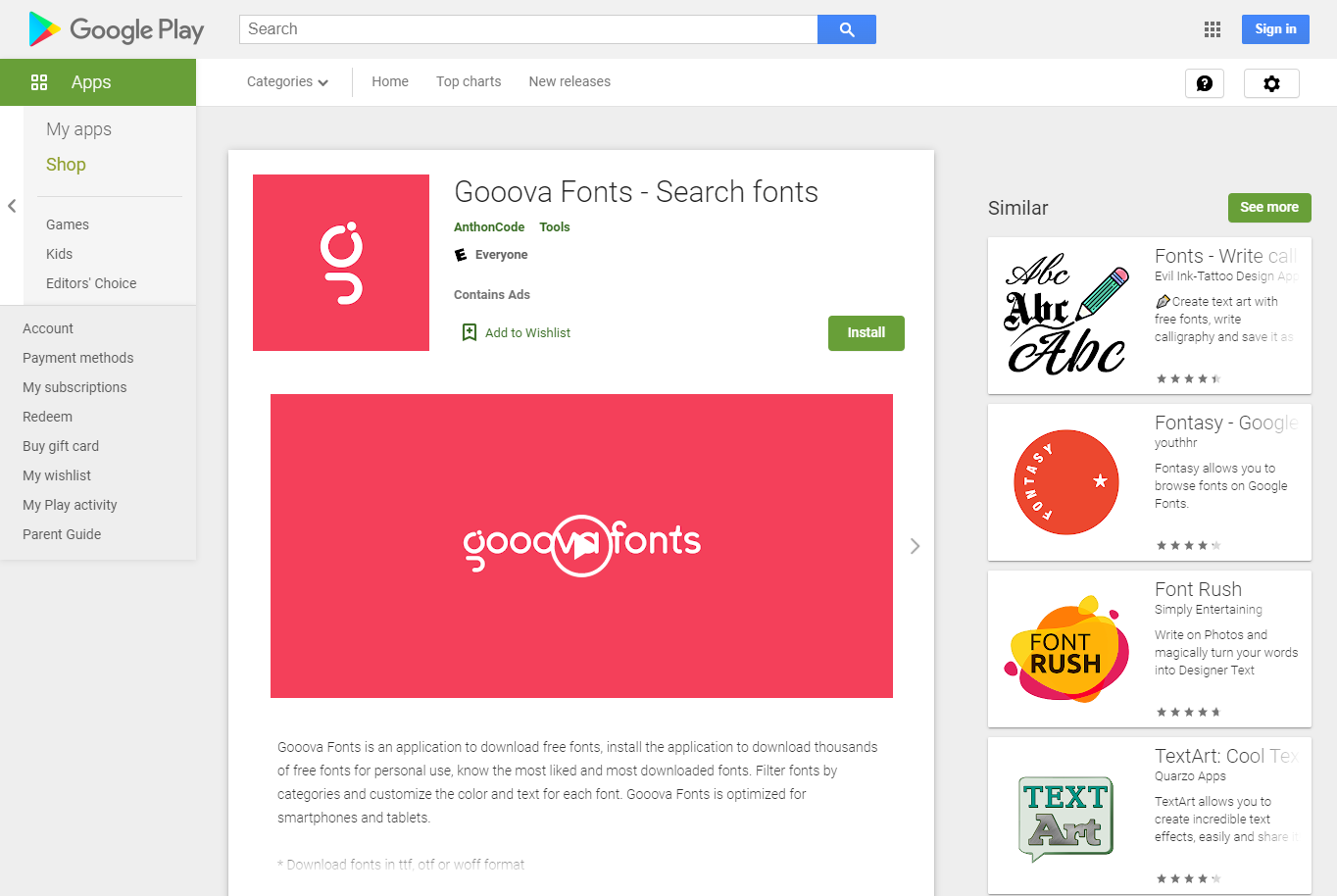Gooova Fonts App