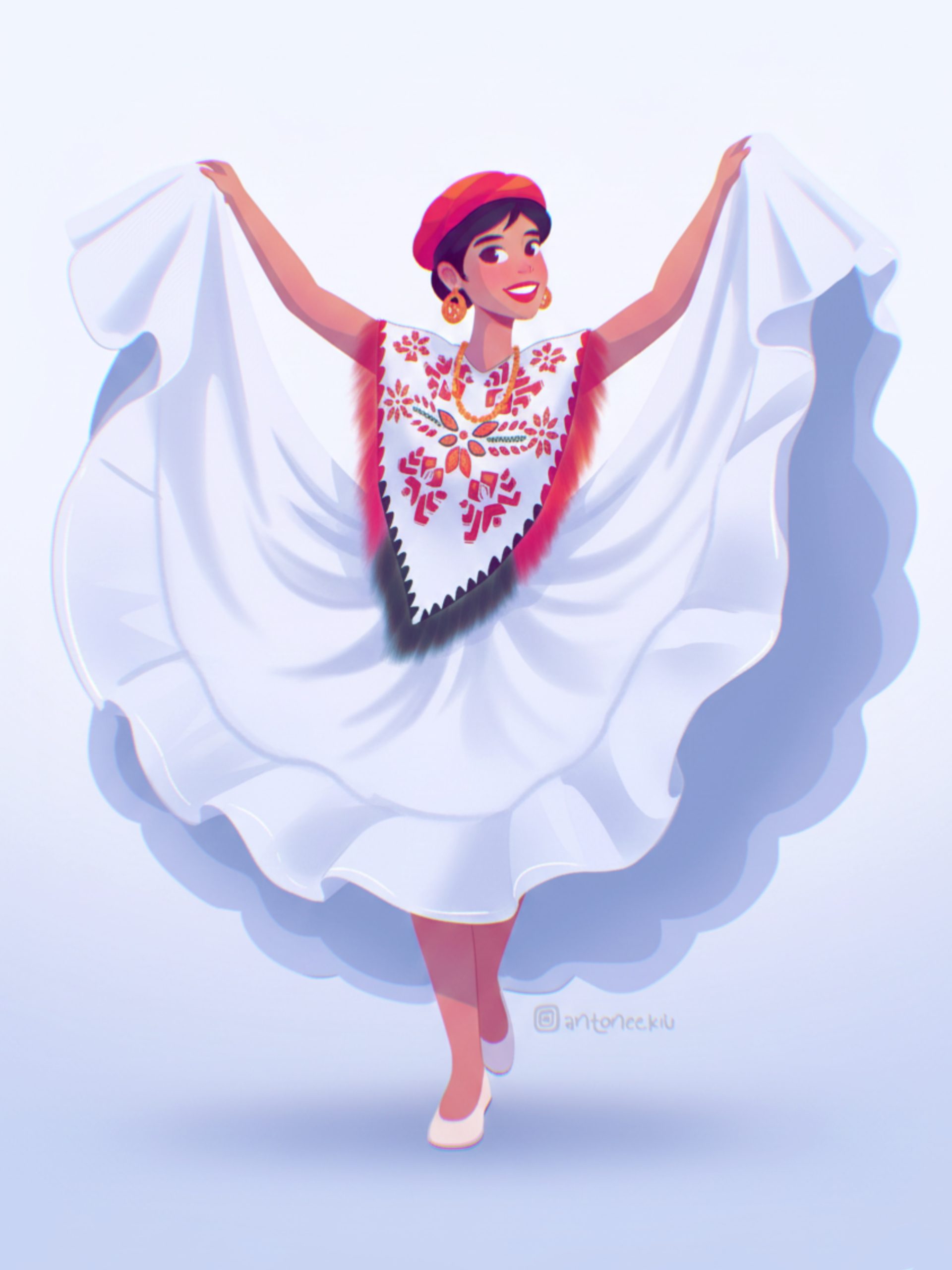 Danza alegre de México en dibujo